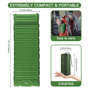 Almohadilla para dormir para acampar con bomba de pie integrada, alfombrilla inflable ultraligera para acampar con almohada - Product Image 2