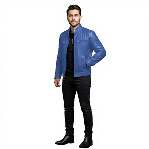 New <b>Men's</b> Business Coated Breathable Washed Genuine Leather Varsity <b>Jacket</b> <b>for</b> Autumn Fashionable Stand Collar Hooded High - Product Image 1