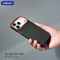 VAWI B378 Coque de téléphone magnétique PC Meet Mondrian pour 14 15 16 17 Pro Max avec cadre d'objectif métallique antichoc