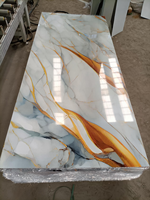 Panneau mural composite pierre-plastique PVC de luxe, imitation marbre, 3 mm, SPC, résistant aux UV, imperméable, pour la décoration des halls d'hôtel