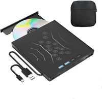 Graveur de DVD externe avec sac, lecteur de CD/DVD portable 7-en-1 USB 3.0 et Type-C, graveur 24x CD 8x DVD pour ordinateur portable et ordinateur de bureau