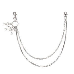 Punk Hip Hop Waist <b>Chain</b> Double Layer <b>Cross</b> Pendant Zinc Alloy Street Style Fashion Body <b>Chain</b> For Daily Wear - Product Image 5
