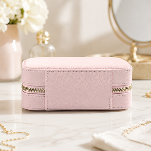 Women PU Leather Cosmetic Case Women <b>Makeup</b> Organizer <b>Box</b> Travel Beauty Bag Double Zipper Storage Pouch with Structured Shape - Product Image 4