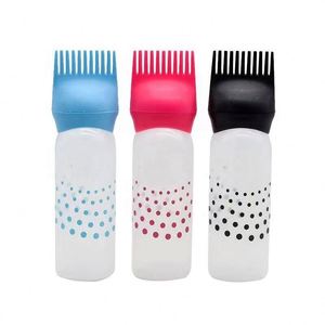 Hair Salon Tools Hair Dye <b>Bottle</b> Cap <b>Brush</b> 6oz/180ml Capacity Soft PP Plastic Screen Printing Wigs 100pcs MOQ - Product Image 1