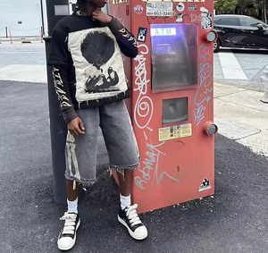 T-shirt à manches longues double couche en coton personnalisé de haute qualité pour hommes Design surdimensionné col rond imprimé-T-shirt à écran de gros - Product Image 1