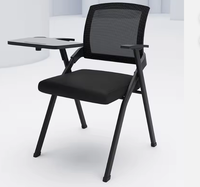 Chaise de formation avec accoudoirs pliables réglables en plastique maillé pour salle de conférence, réunion, étude, écriture, tablette