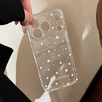 Coque de téléphone en TPU transparente avec étoile blanche pour motif cœur bulle, protection intégrale 360°, coque souple pour