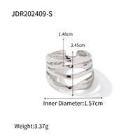 Cincin jari berlapis emas, set cincin Stainless steel 2025 desain sederhana bentuk daun geometris