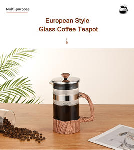 Poignée en <span class=keywords><strong>grain</strong></span> de bois personnalisée presse à pointe française sur les ongles presses françaises en verre borosilicate théière pour cafetière - Product Image 6