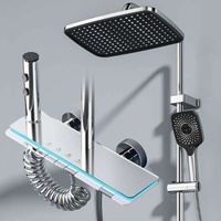 Juego de ducha de lujo ligero con pantalla digital y teclas de piano, grifos termostáticos de montaje en pared para baño doméstico con temperatura constante