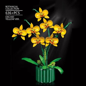 DK3007-3010 Orchideen-Blumen im Topf, Sukkulenten-Bouquet, Botanische Dekoration, DIY Bausteine Spielzeug-Sets - Product Image 3