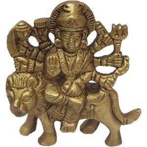 หัตถกรรมหัตถกรรม parijat รูปปั้นทองเหลืองรูปปั้น2.7นิ้ว Durga Idol หรูหราศาสนาฮินดูของตกแต่งบ้านสำหรับสำนักงานและห้องนั่งเล่น - Product Image 3