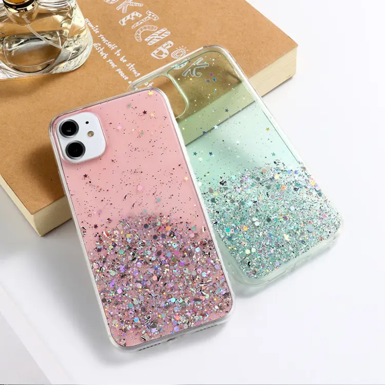 Glitter Phone Case Girly Bling Sparkle Luxury Flowing Quicksand Waterfall Clear Soft TPU Case Cover For iPhone 13 pro max 12 11
