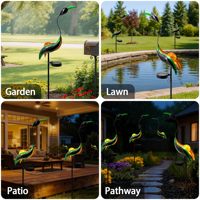 Lampe solaire de jardin, statue d'héron en métal, décoration extérieure, sculptures étanches pour patio, pelouse, véranda, décoration extérieure