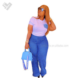 2024 nuova estate abbigliamento di lusso donna design stampa tuta a manica corta Casual Set pantaloni da jogging a gamba larga 2 pezzi - Product Image 4