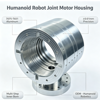 Boîtier de moteur de robot humanoïde en aluminium 7075-T651 usiné sur mesure par tournage CNC, fraisage et électroérosion à fil, cylindre d'actionneur de 0,01 mm, ISO 9001