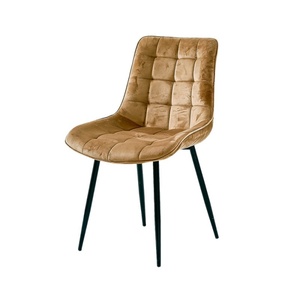 Sillas de Comedor Industriales Ergonómicas y Estables con Patas de Metal y Tapicería de Terciopelo Acolchado para Apartamentos y Almacenes, Color Beige, Venta al Por Mayor - Product Image 3