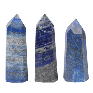 Fashionable Natural Polished Lapis Lazuli Hexagonal Cylindrical Obelisk for Home Decoration