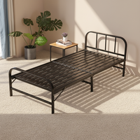 Lit pliant en fer forgé, design moderne et minimaliste, épaissi, portable, à un seul niveau, noir, pour chambres de location et hôpitaux
