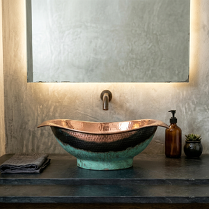 Copper Sink Modern <b>Bathroom</b> <b>Vanity</b> Basin <b>Rustic</b> Farmhouse Washbasin Handcrafted Copper Vessel Sink Luxury Decorative <b>Bathroom</b> - Product Image 1