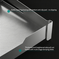 Panier de rangement coulissant à fermeture douce en acier inoxydable pour armoire de cuisine et garde-manger domestique