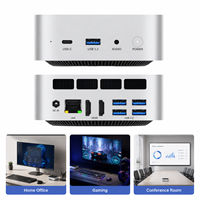 Mini PC con Pantalla, AMD R5, HDMI 2.1*2, Salida Tipo-C, 4K UHD, Arranque Programado RTC, Arranque sin Disco UEFI, Mini Ordenador para Señalización Digital