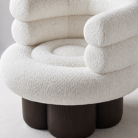 Fauteuil convertible moderne Sherpa pour petit appartement, chaise longue individuelle avec structure en placage de noyer, confortable, en laine, pour salon et maison