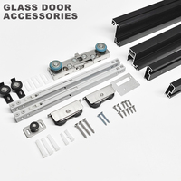 Kit de Porte Coulissante Suspendue Invisible à Battant Unique Moderne, en Aluminium, Verre ou Miroir, Système Coulissant Flottant Sans Rail, Effet Porte Fantôme en Bois