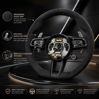 Volant sport en cuir personnalisé avec palettes de changement de vitesse pour Porsche, volant de course à fond plat de remplacement