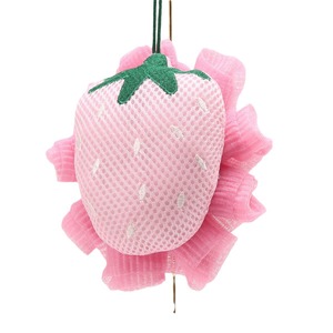 Esponja de Baño con Forma de Fresa, Rellena de Poliéster y Algodón, Exfoliante, Malla de Ducha, Esponja de Baño, Accesorios de Baño - Product Image 1