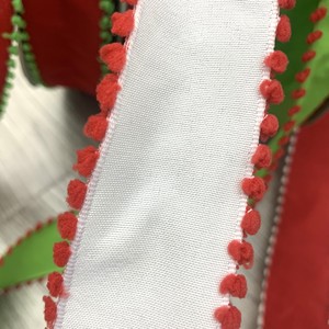 크리스마스 퍼볼 엣지 웨빙 - 4cm 레드 및 그린 트리 장식 리본 (홀리데이 선물 포장용) - 도매 - Product Image 3