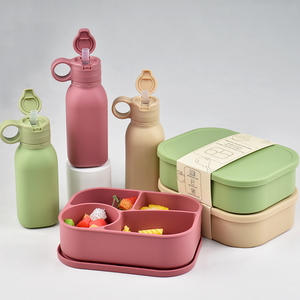 2026 New Arrival Custom Logo Bpa Free Food Grade Children Travel School Kids Dining <b>Water</b> Bottle Silicone Bento Lunch - Product Image 3