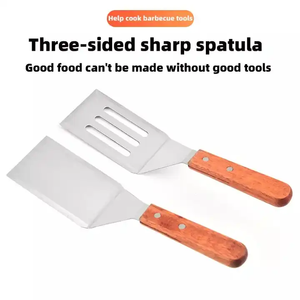 Sekop Panggangan BBQ Baja Tahan Karat dengan Gagang Kayu untuk Peralatan Barbekyu - Product Image 6