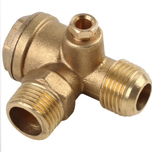 Brass Check Valve 1/2 In X 1/2 In X 1/8 In <b>Threaded</b> For Air Compressor Gas Flow Control - Product Image 1