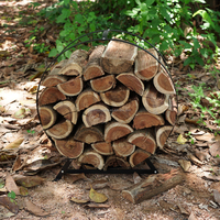 Support de rangement pour bois de chauffage en acier noir industriel avec revêtement en poudre, rond, pour l'extérieur, en métal, pour empiler les bûches