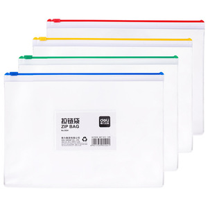 Deli 5524 Transparent Zipper Pouch A5 <b>Document</b> <b>Bag</b> Storage Organizer Rectangle Office Use - Product Image 4
