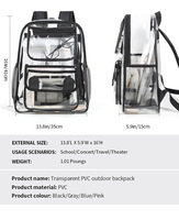 Offre Spéciale usine ODM pas cher grande capacité léger fermeture éclair cadre externe sac à dos mode clair PVC étanche voyage en plein air