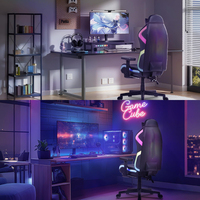 Chaise de jeu de course robuste LED RGB Chaise de jeu inclinable colorée fonctionnelle avec lumières et haut-parleurs