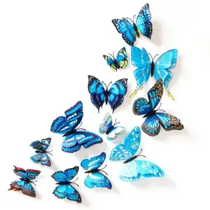Adesivos de parede de borboleta de simulação 3D para decoração de casamento em casa DIY conjunto de decoração de borboletas paste brinquedos geladeira borboleta magnética de PVC