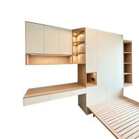 Meuble de chambre moderne sur mesure pour toute la maison : Armoire en pierre monobloc avec 2 tiroirs, lit tatami et bureau intégré