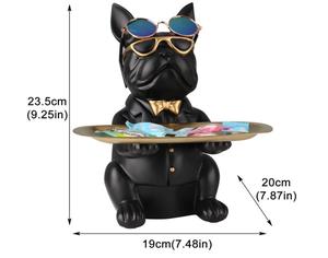 Plateau de rangement de bureau en résine <span class=keywords><strong>Bulldog</strong></span>, <span class=keywords><strong>Statue</strong></span>, tirelire, rangement, Sculpture d'animal, décoration de Table, multifonction, bureau, maison - Product Image 2