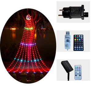 Luna al aire libre Navidad decoración luces impermeable IP65 <span class=keywords><strong>Solar</strong></span> Control remoto pentagrama <span class=keywords><strong>cascada</strong></span> luces para correr - Product Image 3