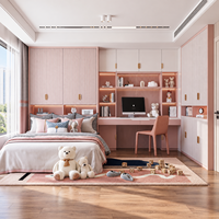 Ensemble de meubles de chambre d'enfant intégré : lit en bois sur mesure, armoire, bureau intégré, armoire murale de rangement pour chambre d'enfant