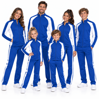 Ensemble de survêtement personnalisé pour cheerleading, veste à fermeture éclair intégrale et pantalon pour femmes, bleu et blanc, pour entraînement d'équipe