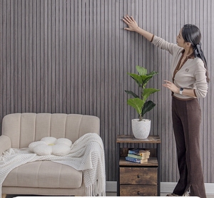 Moderno PVC estriado revestimiento Panel De pared autoadhesivo Peel and Stick 3D <span class=keywords><strong>papel</strong></span> tapiz impermeable patrón geométrico <span class=keywords><strong>Papel</strong></span> De pared - Product Image 2