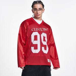 व्यक्तिगत लंबी आस्तीन रेट्रो मेश स्ट्रीटवियर फुटबॉल शर्ट v-गर्दन खाली कस्टम सादे उप-रग्बी हॉकी जर्सी - Product Image 3