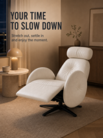Fauteuil d'appoint moderne en cuir pleine fleur avec commande tactile manuelle, confortable pour salon, hôtel, appartement, chambre à coucher