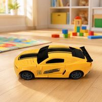 Vente en gros de jouets robots voitures transformables écologiques à piles, style course jaune, design de déformation 2 en 1