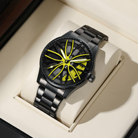 Gohuos 8901 Jam Tangan Pria Tahan Air Bercahaya Model Bisnis Terbaru 360 °   Jam Tangan Quartz Dial Besar dengan Desain Roda Mobil Berputar