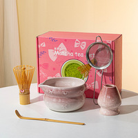 Ensemble cadeau matcha personnalisé en gros avec emballage et accessoires, fouet en bambou et bol en céramique, ensemble de fouets à matcha pour les outils à thé